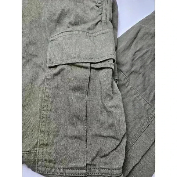 J Crew Slim Fit Stretch Cargo Olive Green 34x32 Button Pockets - Picture 2 of 11